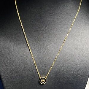 Tory Burch Black Enamel Pendant Necklace